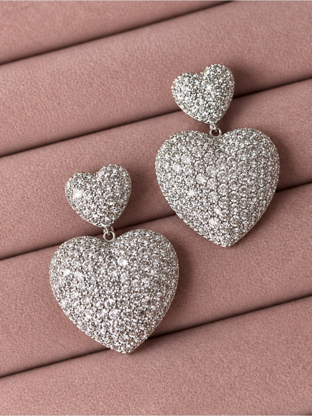 Crystal Heart Earrings | Bridal Jewelry | White Gold Plated